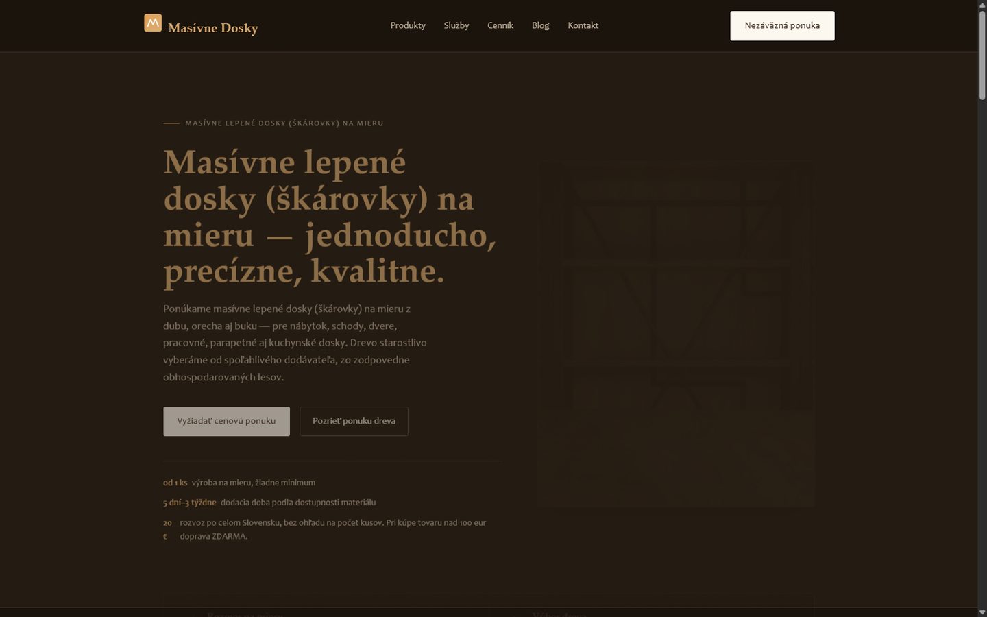 Masívnedosky.sk, web pre klienta